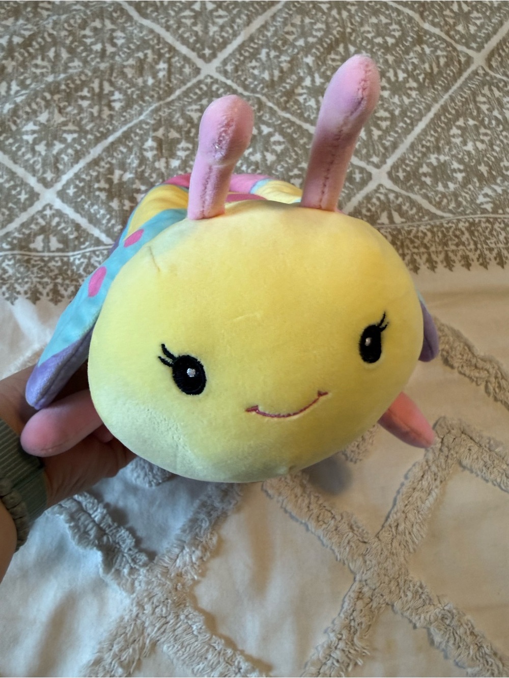 Plush Yellow and Ping Butterfly Plushie cute and cuddly